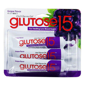 Glucose Supplement Glutose 15™ 3 per Pack Gel Grape Flavor