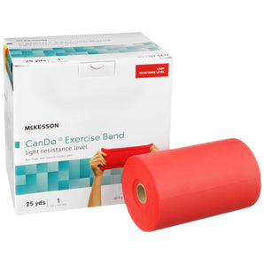 McKesson Exercise Resistance Band, Red, 5 Inch x 25 Yard, Light Resistance 5 Inch X 25 Yard