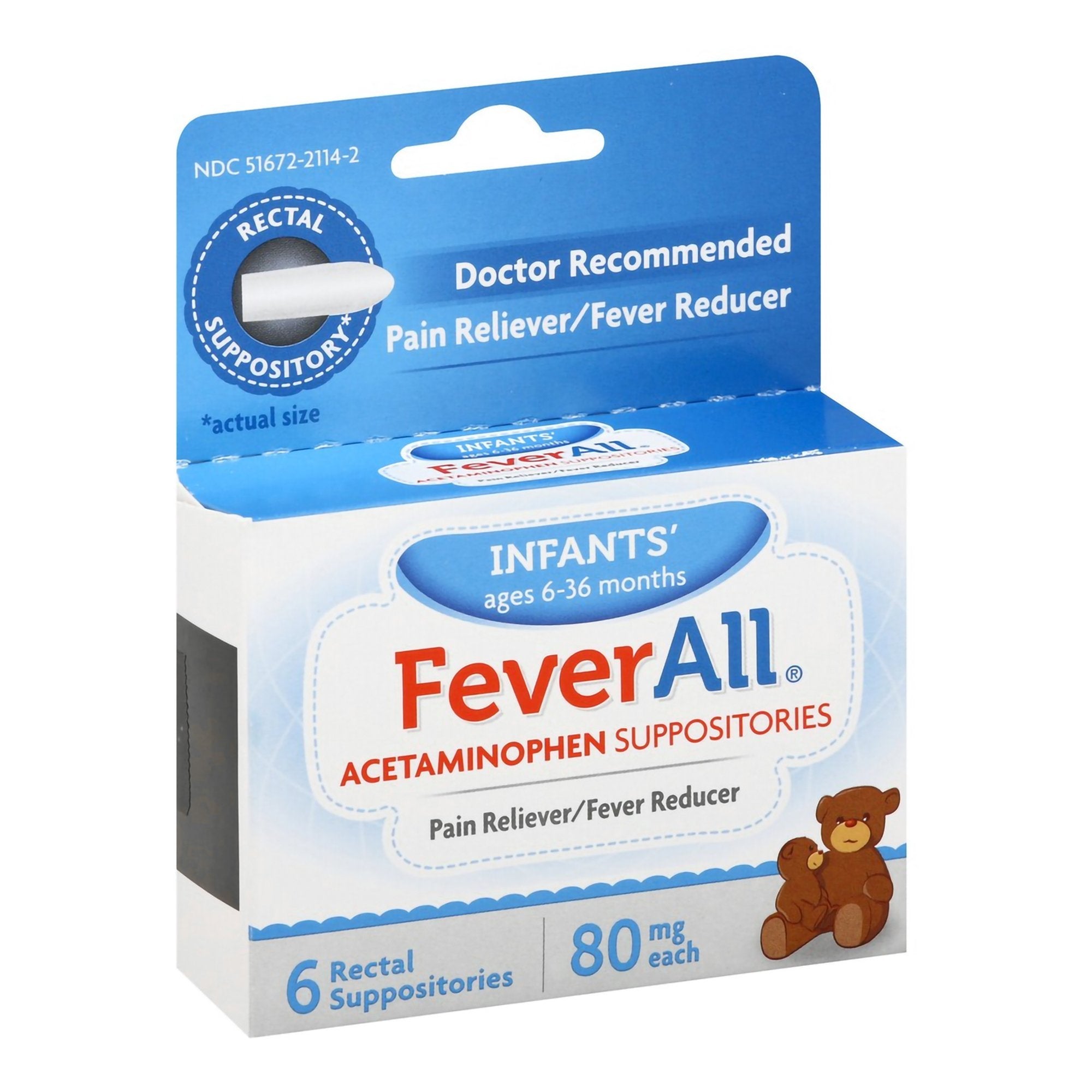 Infants' Pain Relief FeverAll® 80 mg Strength Acetaminophen Rectal Suppository 6 per Box