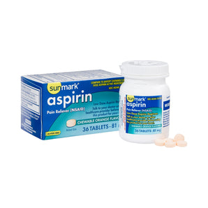 Pain Relief sunmark® 81 mg Strength Aspirin Chewable Tablet 36 per Box