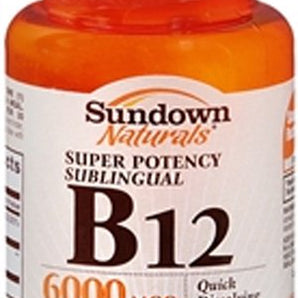 Vitamin Supplement Sundown Naturals® Vitamin B12 6000 mcg Strength Tablet 30 per Bottle