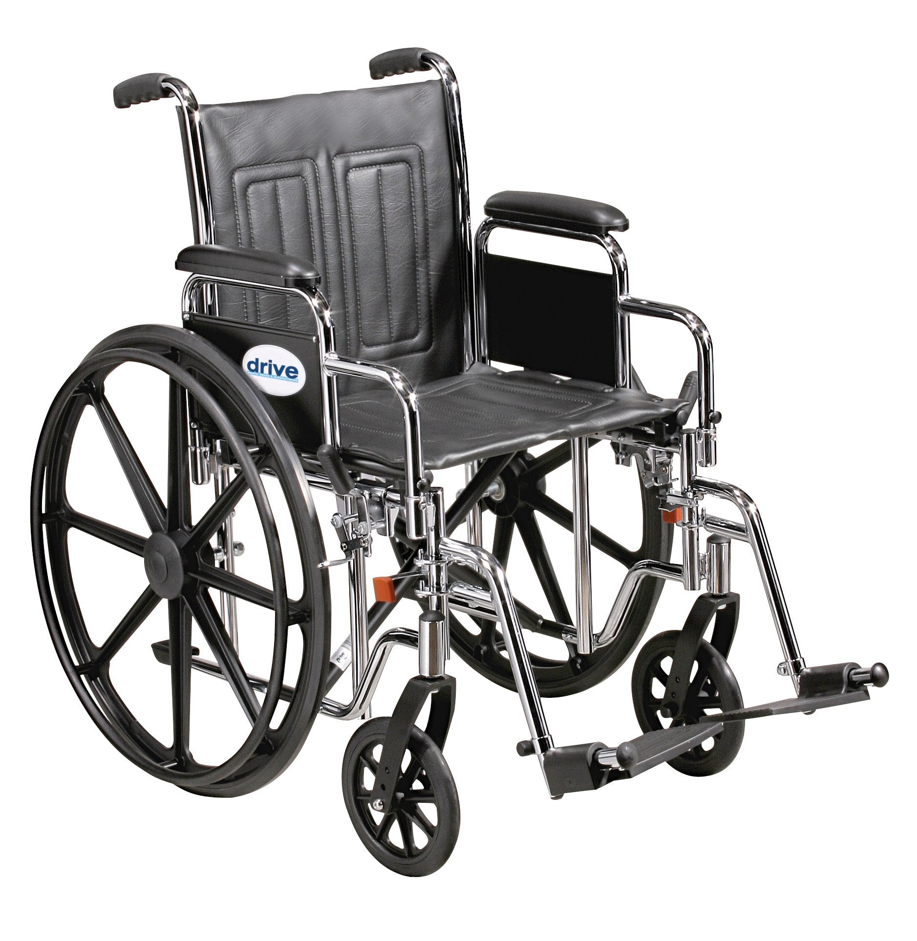 Bariatric Wheelchair driveª Sentra EC Heavy Duty Dual Axle Desk Length Arm Swing-Away Footrest Black Upholstery 20 Inch Seat Width Adult 450 lbs. Weight Capacity