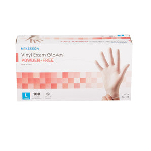 Exam Glove McKesson Large NonSterile Vinyl Standard Cuff Length Smooth Clear Not Rated