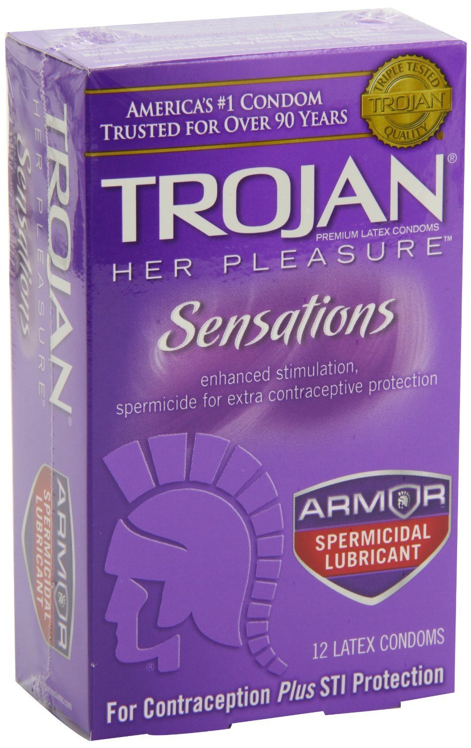 Condom Trojan® Her Pleasure™ Lubricated One Size Fits Most 12 per Box