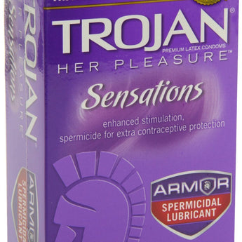 Condom Trojan® Her Pleasure™ Lubricated One Size Fits Most 12 per Box