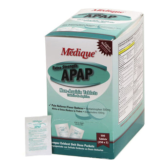 Pain Relief APAP 500 mg Strength Acetaminophen Tablet 250 per Box